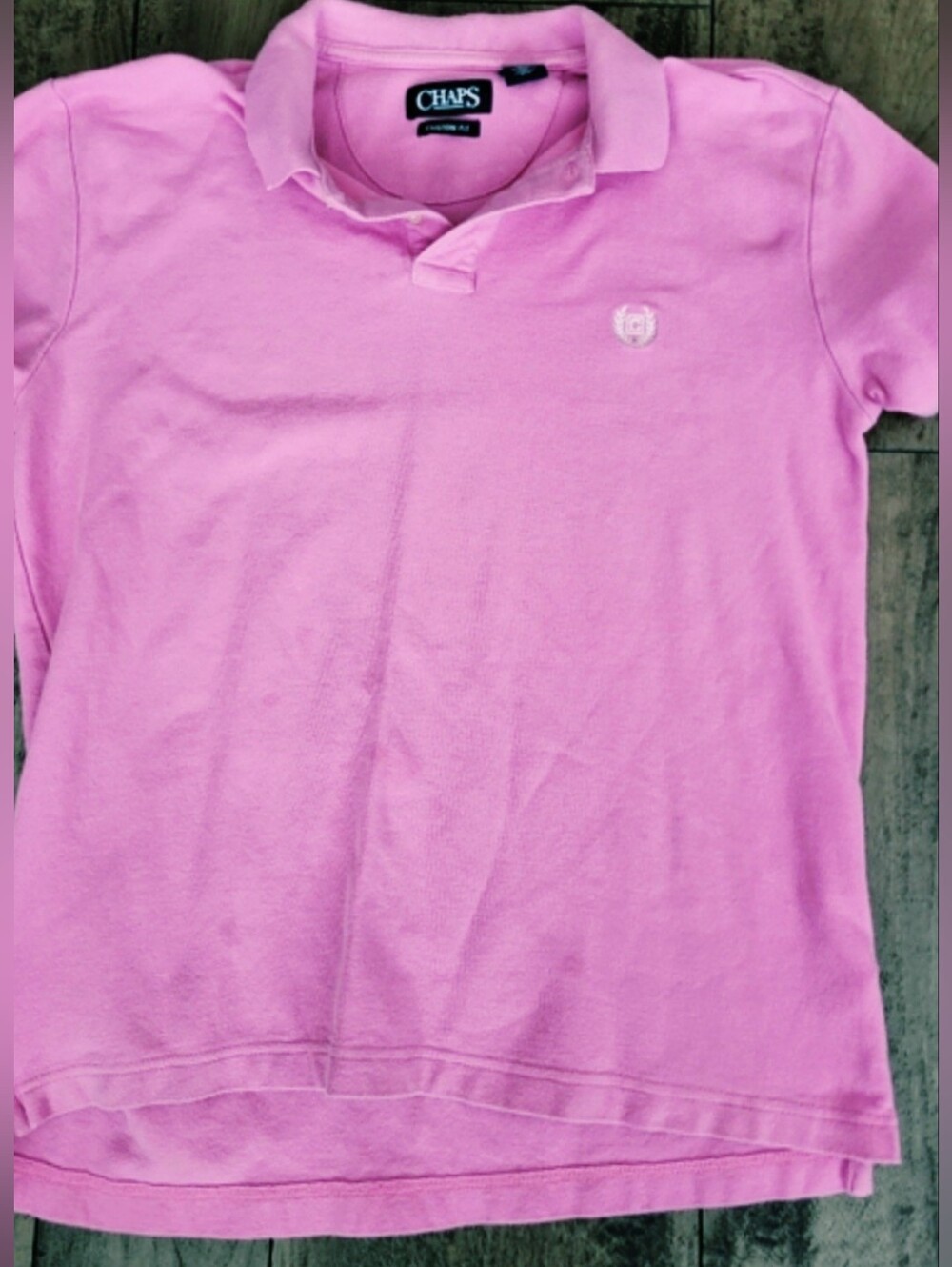 Chaps Men's Pink Polo Shirt Classic Embroidered Logo Custom Fit Large